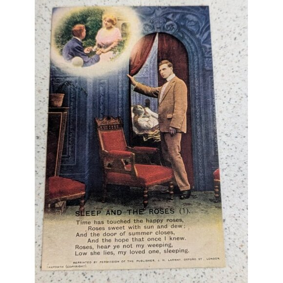 Antique WWI Songs Military Soldier Sweetheart Postcards - Sleep and the Roses - Picture 2 of 9